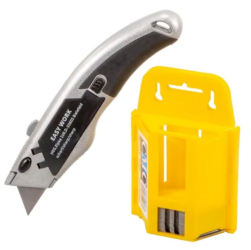 peveha24 Cuttermesser Cuttermesser mit Ersatzklingen 50 Trapezklingen im Spender