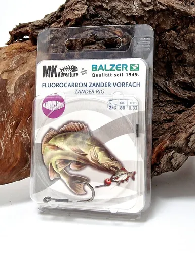 Balzer Matze Koch Fluorocarbon Zander Rig mit Einzelhaken 2/0 0,33mm 80cm