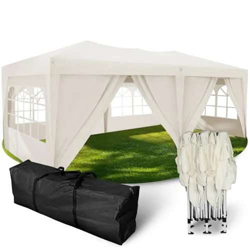 Kronenburg Faltpavillon wasserdicht 3x6 m - Gartenlauben mit 100% wasserdichtem Dach und UV-Schutz 50+. Ideal für jede Veranstaltung im Freien, inklusive 6 Seitenteilen für optimalen Schutz.