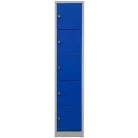 PROREGAL® Spind Schließfachschrank Falcon - Klein, Grau-Blau - Robuster Spind mit 5 Fächern, ideal für Umkleiden und Sozialräume. Elektrostatisch pulverbeschichtet für Langlebigkeit und einfache Reinigung.