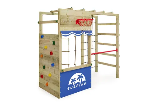Wickey Klettergerüst Smart Action mit Kletterwand & Hangelbrücke – Outdoor-Spaß für Kinder - Hochwertiges Klettergerüst aus kesseldruckimprägniertem Massivholz, ideal für aktive Kinder. Mit vielen Extras wie Kletterwand und Hangelbrücke – fördert Kreativität und Geschicklichkeit. 10 Jahre Garantie auf Holzelemente!