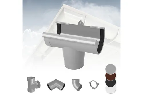 RainWay Dachrinne, Regenrinnen System (Rinnenstutze) - PVC-U Kunststoff in 4 Farben, für Dachflächen < 100m² empfohlen, Ablauf Ablaufstutzen Einhangstutzen