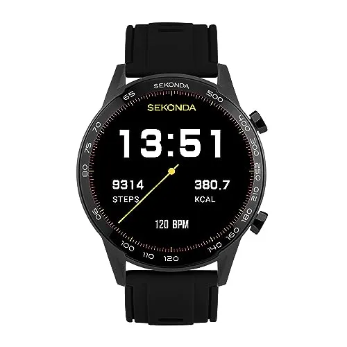 Sekonda Active Plus Herren-Smartwatch-Uhr, 45 mm Zifferblatt, Orange, 45 mm | Herzfrequenzmesser, Schlafüberwachung, Schrittzähler, Anruf- und Nachrichtenbenachrichtigungen, Find My Phone