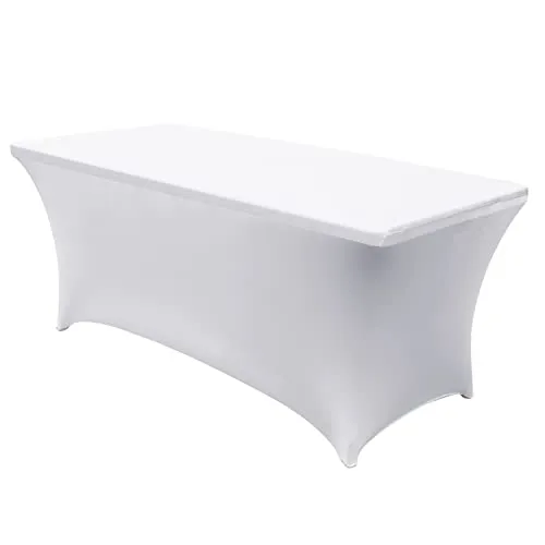 Stretch Tischdecken Husse - Rechteckige Spandex Tischdecke - Tischdecken aus Elasthanne, ideal für festliche Anlässe, bieten perfekten Sitz und elegante Optik in klassischem Weiß.