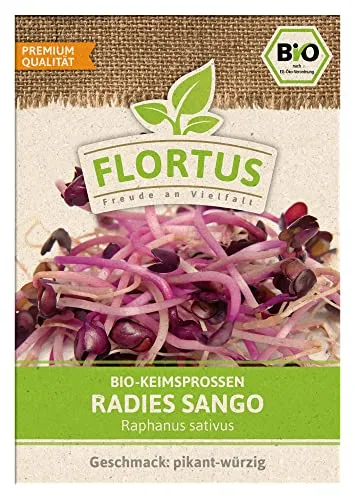 FLORTUS BIO Keimsprossen Radies Sango | Gesunde & leckere Keimsprossen | Sprossensaat | Keimsprossen | Keimsaaten