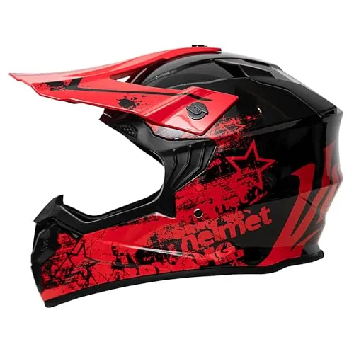 Kinder Motocross Helm, ECE 22.06 Zertifizierung Motorradhelm, Jugend Motorrad Downhill Full Face ATV Helm, Cycling Helmet With Visor, MTB Cross Helm Kinder Mit Belüftung Entlüftung(Red,M)