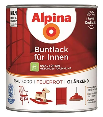 Alpina Buntlack Metalllack 0,75L feuerrot Ral 3000 glänzend Innen