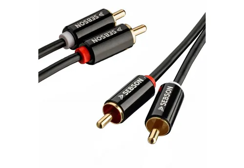 SEBSON Cinch Kabel 5m - 2x Chinch zu 2x Cinch Stecker RCA, hochwertiges AUX Audio Kabel für erstklassigen Klang in Schwarz