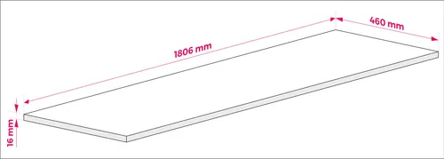 Platte fr Badezimmerschrank, Farbe: Eiche Craft, Ma§e: 180 x 45 x 1,6 cm