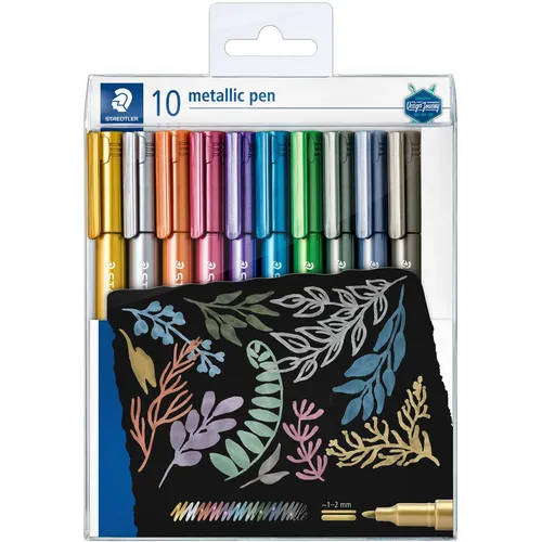 Staedtler Metallic-Stifte 8323 TB10, farbig sortiert, Strichbreite 1 - 2 mm, Rundspitze, 10 Stück