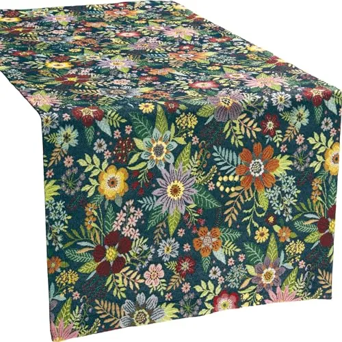 Erwin Müller Tischläufer Blumen blau-bunt Größe 50x140 cm