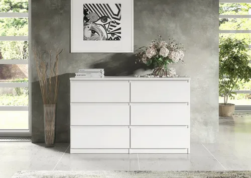 Raumhirsch Furniture Kommode, Weiß, 6 Schubladen, 100x79x39 cm - Geräumige Kommode mit 6 Schubladen für optimalen Stauraum in Wohnzimmer, Schlafzimmer oder Flur. Modernes Design mit klaren Linien und stabiler Konstruktion aus robustem Holzwerkstoff.