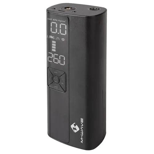 M-WAVE ELUMATIK MULTIBOOST Elektrische Fahrradpumpe - Fahrradergometer mit digitaler Anzeige und voreinstellbarem Druck bis 150 psi. Ideal für Schläuche, Bälle und Luftmatratzen - schaltet automatisch ab!