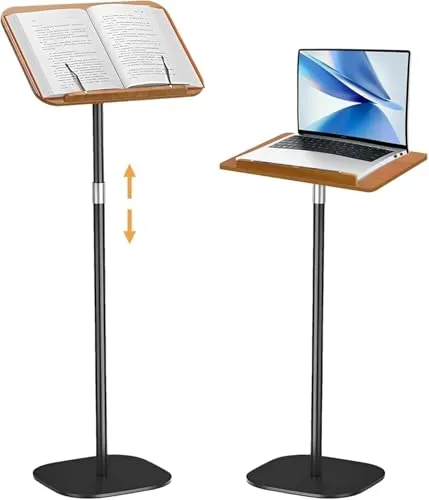 aleawol Höhenverstellbarer Buchständer aus Holz 80-130cm