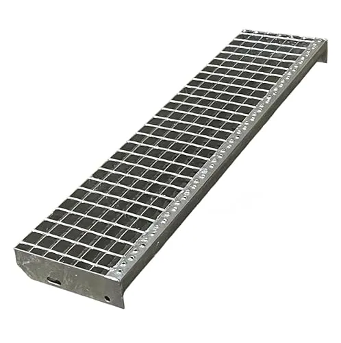 Treppenstufen Metall Stufe 90cm - Gitterrost aus verzinktem Stahl - Robuste Treppenstufen aus verzinktem Stahl mit rutschfester Antrittskante. Ideal für den Einsatz im Innen- und Außenbereich. Breite: 90cm, Tiefe: 24cm, Maschenweite: 30x30mm. Sicherheit und Stabilität in einem Produkt!