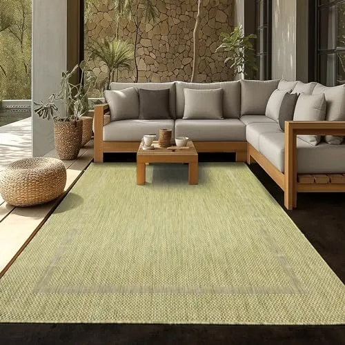 SIMPEX Outdoor Teppich, Unicolor - Einfarbig, Teppich Grün, 60 x 100 cm, Teppich modernen Stil, Küche, Balkon, Terrasse, Garten, Picknick