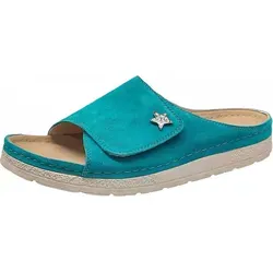 Berkemann Damen Ronja Hausschuh, aquamarin, 39.5 EU - Pantoletten für Damen mit zeitlosem Design, hochwertigem Echt-Leder und einem bequemen 5-Phasenfußbett für optimalen Tragekomfort.