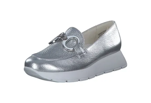 Paul Green Silberfarbene Leder Slipper 40 EU - Halbschuhe in Metallic Silver, aus hochwertigem Leder mit 4 cm Absatzhöhe – ideal für einen eleganten, lässigen Look.