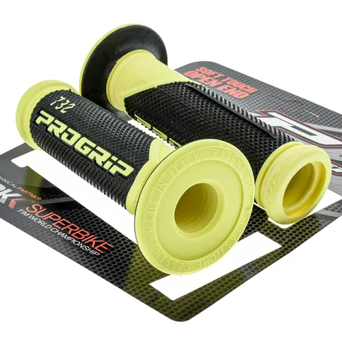 Progrip Griffgummi 732 Gelb - Handgriffe für Motorrad & Roller - Hochwertige Lenkergriffe aus Gummi in Gelb-Schwarz, ideal für Motorräder, Roller und Quads. Mit 22/25 mm Innendurchmesser und offener Ausführung für optimalen Grip und Komfort.