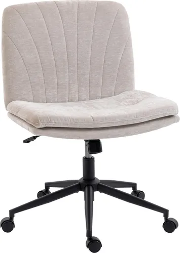 HOMCOM Höhenverstellbarer Schreibtischstuhl mit Leinenoptik in Beige