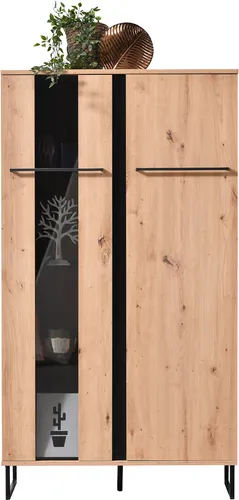 Homestyle4u Highboard Vitrine Schrank mit Fächer