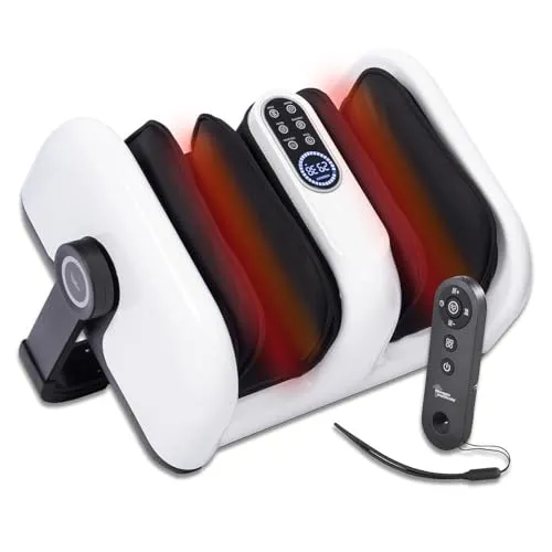 newgen medicals Fußmassagegerät: Waden- und Fuß-Massagegerät mit 5 Modi, 9 Stufen, Timer, Fernbedienung (Massagegerät für Fußmassage, Bein-Fuß, Vibration)