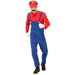 W WIDMANN MILANO Party Fashion - Kostüm Super Klempner, Overall und Hut in XXL, ideal für Karnevals- und Mottopartys