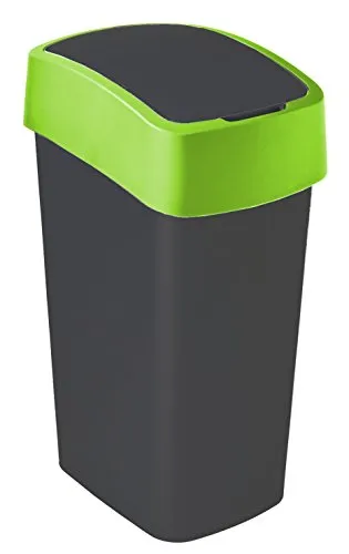 Keter CURVER Mülleimer Flip Bin 45L, schwarz/grün