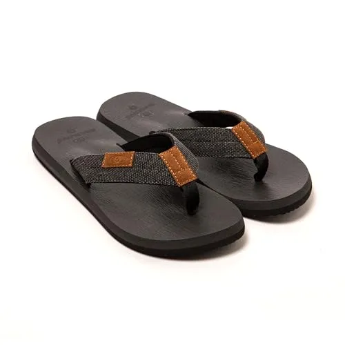BRASILERAS Herren Zehensandalen mit Rutschfester Sohle bequem Schuhe für Strand/Schwimmbad/Stadt schwarz 46 EU