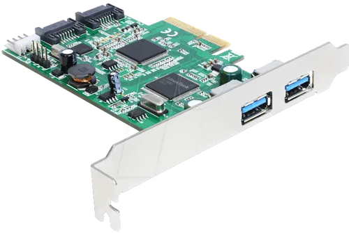 DELOCK 89359 - PCIe-Karte 2x USB 3.0, 2x SATA 6Gb/s - USB-Controller zur Erweiterung Ihres PCs mit 2 USB 3.0 und 2 SATA 6 Gb/s Ports, ideal für schnelle Datenübertragungen und Anschluss mehrerer Geräte.