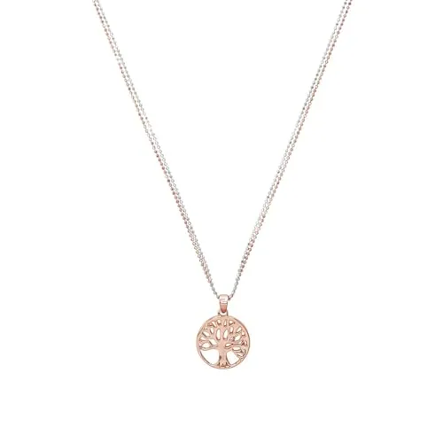 Amor Silberkette mit Lebensbaum-Anhänger - Ketten ohne Anhänger, 2-tlg. Halsschmuck aus hochwertigem 925 Sterling Silber, verstellbar von 45 cm bis 50 cm, mit detailliertem Lebensbaum-Anhänger - ideal als Einzelstück oder zum Kombinieren, kommt in eleganter Schmuckbox.