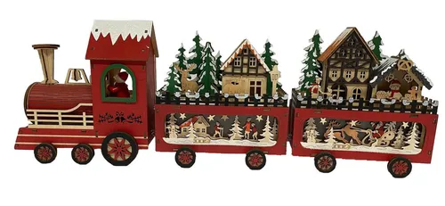Wurm Weihnachtszug mit LED-Beleuchtung aus Holz