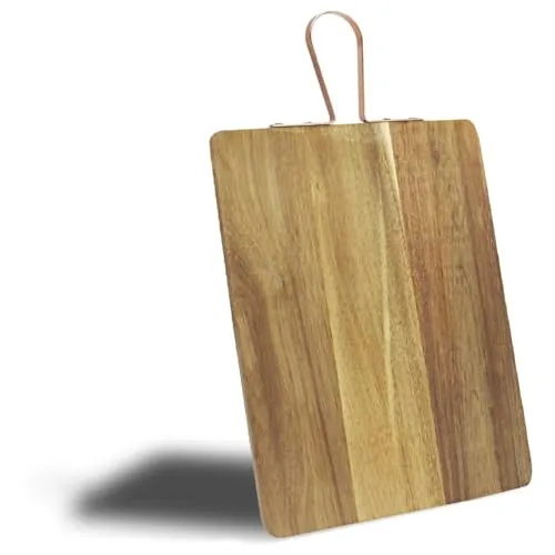 com-four® Schneidebrett aus Akazienholz mit Griff - Holzbrett - Schneidbrett Holz - Küchenbrett - Holzschneidebrett 32 x 25 cm (1 Stück - 32x25cm - Akazienholz)
