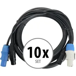 Pronomic Stage PPD-2.5 Hybridkabel Powerplug/DMX 10x Set - Multicore-Kabel & Stageboxen - Ideal für eine saubere Verbindung zu Lichteffekten, kein Kabelsalat dank Kombi-Kabel für Stromversorgung und DMX-Signal, Länge: 2,5 m.