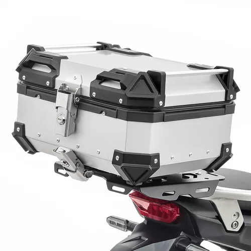 Bagtecs Topcase Motorrad Alu Top Case XB22 - 22 Liter Silber - Topcase für Motorräder mit 22 Litern Volumen, aus robustem 2 mm Aluminium, wasserdicht und staubdicht. Ideal für sicheren Gepäcktransport und Abenteuerreisen.