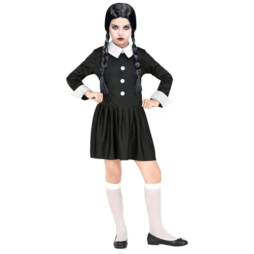 WIDMANN MILANO PARTY FASHION - Kinderkostüm Dark Girl, schauriger Gothic-Look für Karneval und Halloween, Größe 140 cm für 8-10 Jahre
