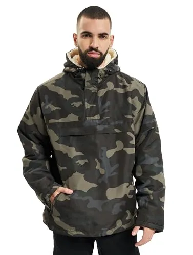 Brandit Sherpa Windbreaker in Dark Camo, Größe L - Funktionsjacke mit warmem Teddyfell-Futter, wind- und wasserabweisend, ideal für Outdoor-Aktivitäten und wechselhaftes Wetter.