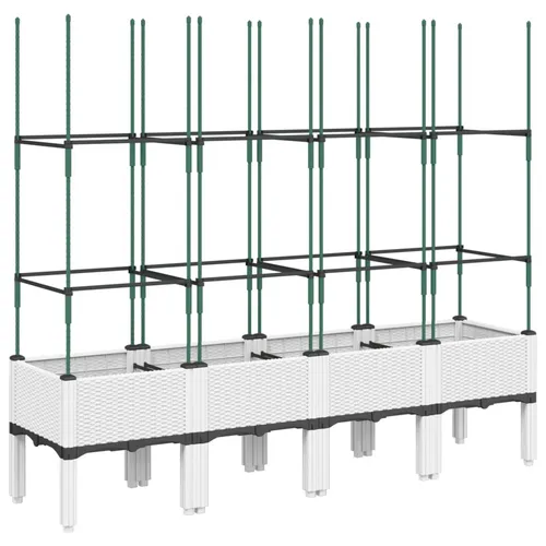 vidaXL Pflanzkübel mit Rankgitter Weiß 160x40x142,5 cm in weiß von vidaXL