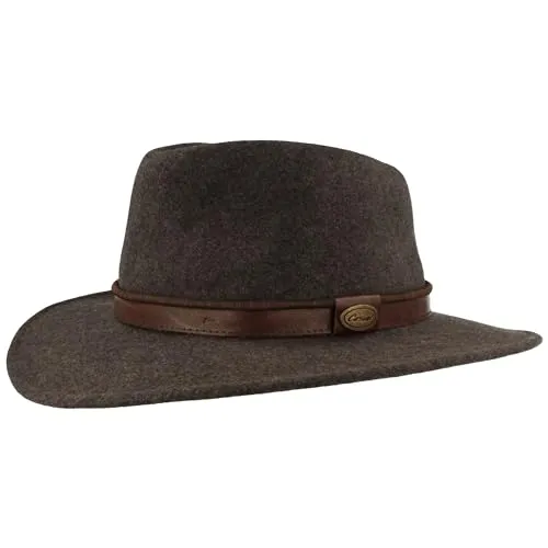 Breiter Rollbarer Outdoor Filzhut - Trekkinghut aus 100% Wolle - Fedora & Trilby-Hüte für Herren, wasserabweisend und faltbar, ideal für jedes Wetter und unterwegs.