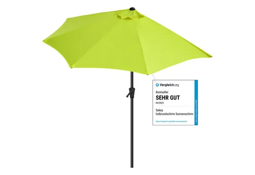 Sekey Halbrunder Balkonschirm 270 cm mit Kurbel - Sonnenschirm für Balkon, Garten und Café, mit UV50+ Schutz und einfacher Kurbelmechanik für müheloses Öffnen und Schließen.