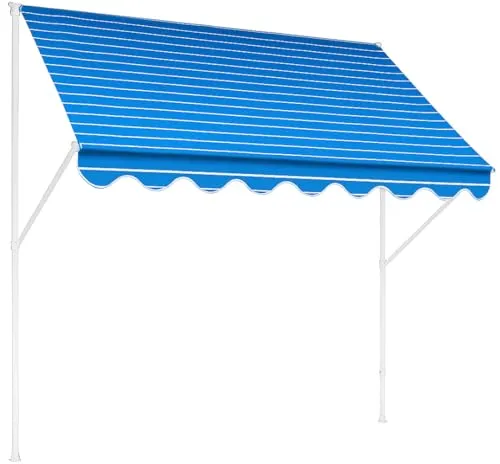 Angerer Klemmmarkise Exklusiv Nr. 9400 - 150 cm Breite, Blau - Klemmmarkise in Blau, Montage ohne Bohren und Dübeln, ideal für einfache Installation und optimalen Sonnenschutz.