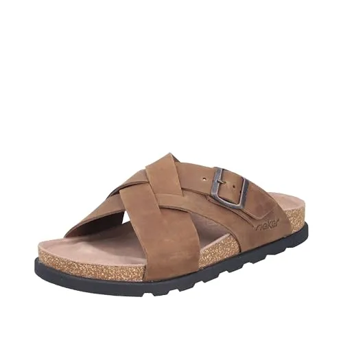 Rieker Herren 21193 Pantolette, Braun, 44 EU - Wanderschuhe aus echtem Leder mit extraweiter Passform für höchsten Komfort bei Outdoor-Aktivitäten.