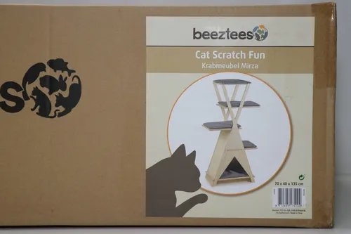 BEEZTEES Katzen-Kratzmöbel Mirza – 3-in-1 Spielplatz für Katzen - Kratzbäume: Vielseitiges 3-in-1 Kratzmöbel mit Schlafplatz, Kletterparadies und robuster Kratzfläche. Weiche, waschbare Kissen und hochwertiges Holz für Stabilität und Komfort.