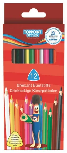 Stylex Schreibwaren Buntstift 12 Dreikant Buntstifte 12 Farben Farbstifte