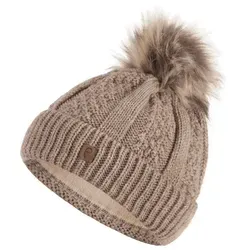 Faera Bommelmütze Wintermütze Fleece-Futter Winter Beanie-Mütze Unisex One-Size beige|braun