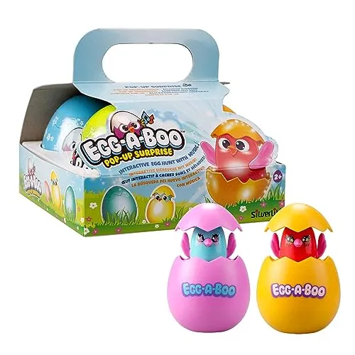 Eggaboo 4er Pack, versteckt entzückende Küken für Pop Up und musikalische Überraschungen, Peekaboo Spielen, Kopf für Verschiedene Melodien drücken, 4 Songs enthalten und 12 Farben zum Sammeln,
