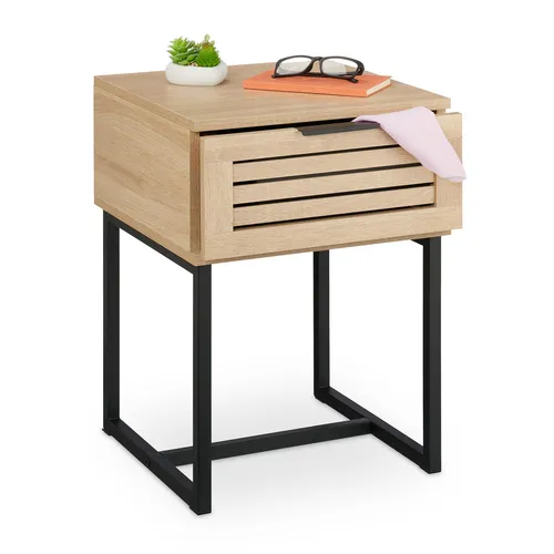 Modernes Nachttisch Nachtschränkchen mit Stauraum - Nachttisch für Schlafzimmer und Wohnzimmer, mit 1 Schublade für zusätzlichen Stauraum, modernes Design in hellbraun, ideal für kleine Räume.