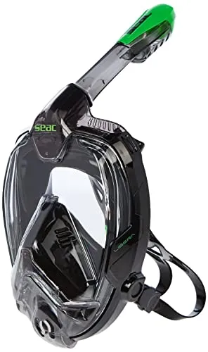 Seac Libera, Vollgesichtmaske zum Schnorcheln mit Schnellverschluss-Schnallen, schwarz/grün, L/XL