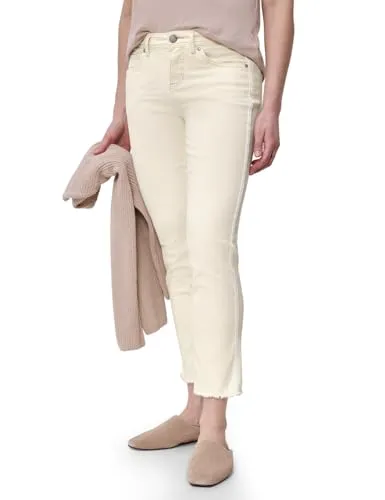 Street One Straight Leg Jeans Ecru mit Fransensaum