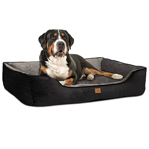 ib style Milo Hundebett, Hundekorb waschbar, Hundecouch, Schlafplatz große Hunde, Hundesofa, Anti-Rutsch, XL Schwarz